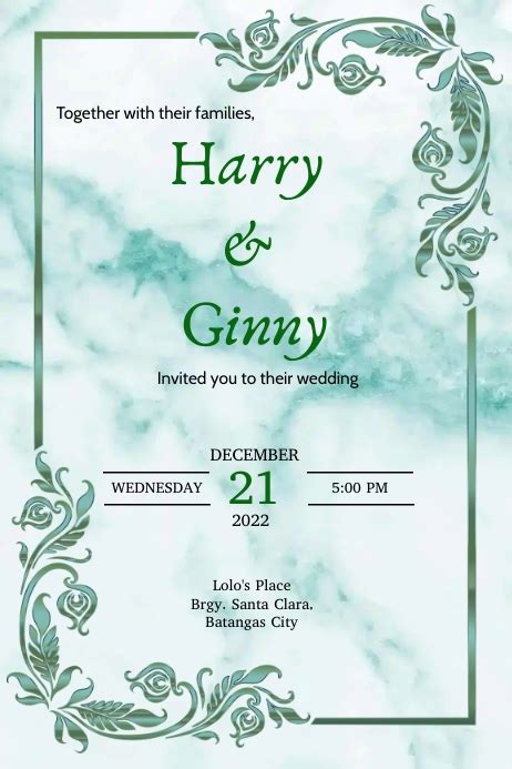 Wedding Invitation Mint Green Template .